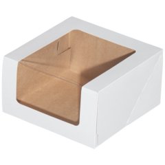 Коробка для торта с большим окном Белая ForGenika 18х18х10 см