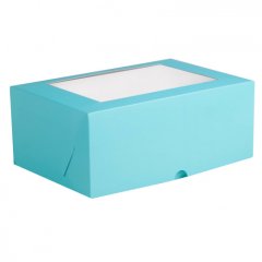 Коробка на 6 капкейков Голубая с окном 4497626, КУ-006