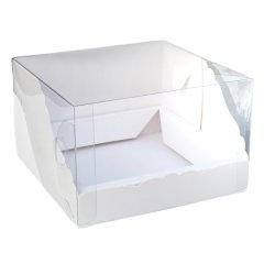 Коробка для бенто-торта с прозрачной крышкой белая 17х17х10 см 51710