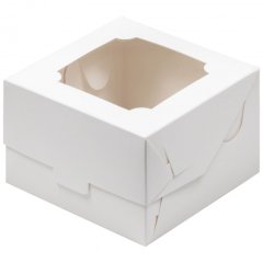 Коробка для бенто-торта с окном Белая 12х12х8 см 070600 ф