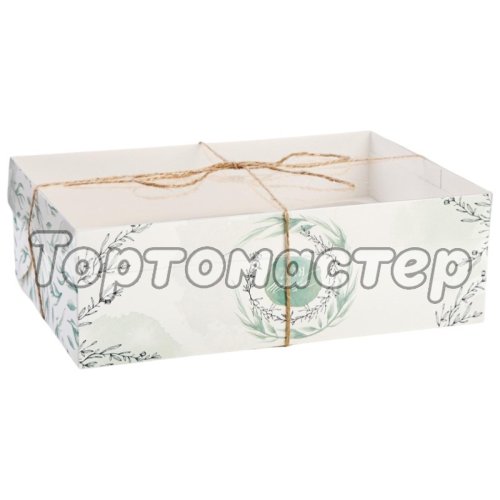 Коробка на 6 капкейков с окошком "Листья" 23x16x7,5 см 4675075