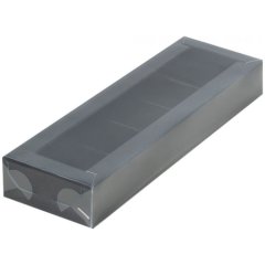 Коробка на 5 конфет с окошком Чёрная 23,5х7х3 см 51033