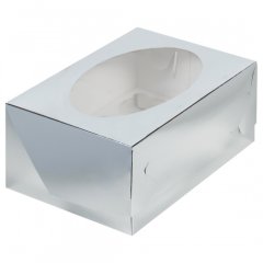 Коробка на 6 капкейков с окном серебро 040320 ф