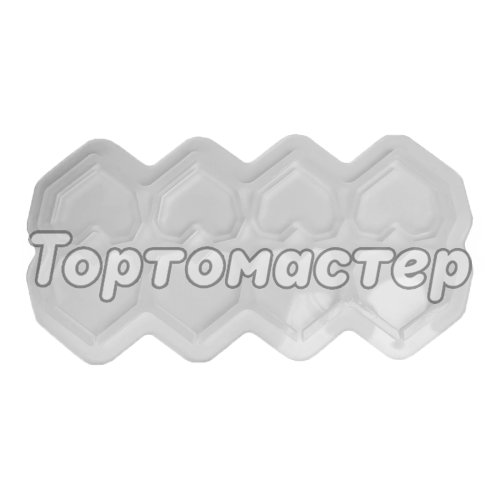 Форма силиконовая для леденцов "Погремушка" Сердце геометрическое 5 см 8 шт 01945