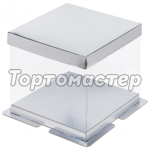 Коробка для торта Премиум Серебро 23,5х23,5х22 см 022001