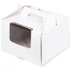 Коробка для торта с окном и ручкой Белая 30,5х30,5х20,5 см 20200