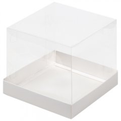 Коробка для торта/кулича с прозрачной крышкой и ложементом Белый 16х16х20 см 022280 +022074