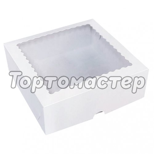 Коробка для печенья/конфет с фигурным окном Белая 20х20х7см