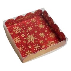 Коробка для сладостей двухсторонняя Золотой Новый Год 13х13х3 см 5 шт 3613788