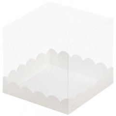 Коробка для торта/кулича с прозрачной крышкой и ложементом Белый 15х15х14 см 022100+022074