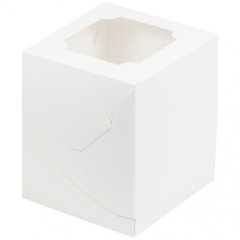 Коробка на 1 капкейк с окном белая 10х10х10 см 040105 ф
