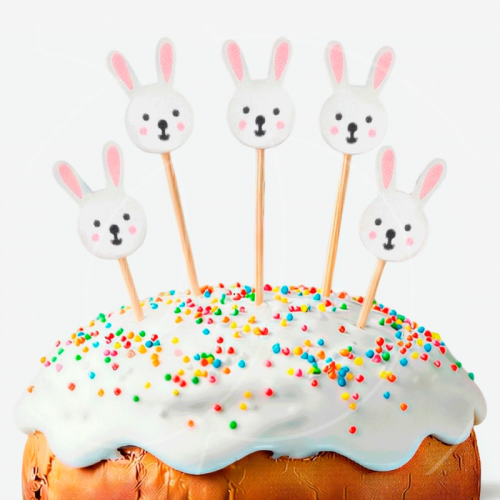 Шпажки деревянные "Пасхальные зайчики" 12 см 25 шт 9270892