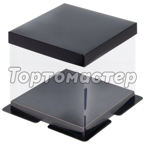 Коробка для торта Премиум Чёрная 26х26х28 см 022044