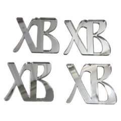 Набор топперов декоративных акриловых "ХВ" Серебро 4х3,5 см 4 шт 