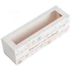 Коробка для макарон с окном "Новогодние пожелания" 18х5,5х5,5 см 4342599