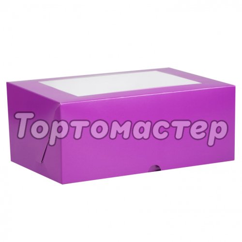 Коробка на 6 капкейков Фиолетовая с окном 4679999