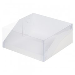 Коробка для торта с прозрачной крышкой белая 23,5х23,5х10 см 021101
