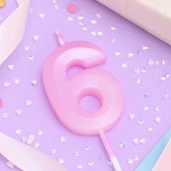 Свеча декоративная Цифра "6" Грань Розовый 10330401