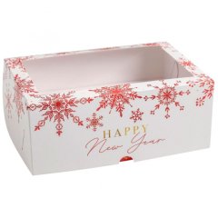 Коробка на 6 капкейков с пластиковой крышкой "Happy New Year" 25х17х10 см 5117709