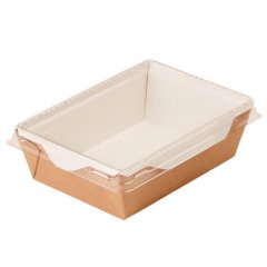 Коробка с пластиковой крышкой Крафт 16х12х4,5 см ECO OpSalad 500