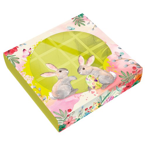 Коробка на 16 конфет с окошком "Зайчата" 17,7х17,7х3,8 см 5 шт