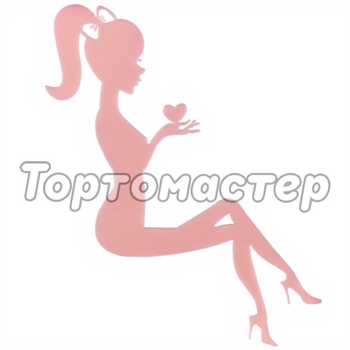 Топпер декоративный акриловый "Девушка с сердечком" Розовый 