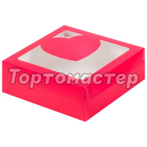 Коробка для печенья/конфет с окном "Сердце" Красная 20х20х7см 070296 ф