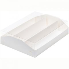 Коробка для 18 макарон с прозрачной крышкой и ложементом белая 080380 ф