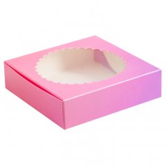 Коробка для печенья/конфет с окном Розово-сиреневая 11,5х11,5х3 см КУ-200, 4781249