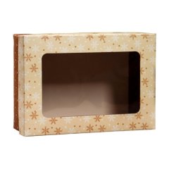 Коробка для сладостей с окошком Золотые снежинки 24х17х8 см 5 шт