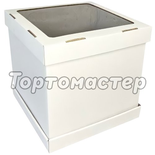 Коробка для торта с окном Белая ForGenika 24х24х20 см