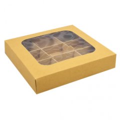 Коробка на 9 конфет с окошком Крафт УПП-16-К-со