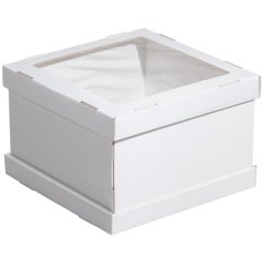 Коробка для торта с окном Белая ForGenika 28х28х20 см