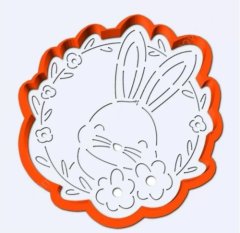 Вырубка пластиковая LUBIMOVA "Зайчик с цветами в венке" LC-00011920	