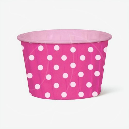 Капсула бумажная с подворотом Малиновая в белый горошек D50 H40 100 шт 41429, 