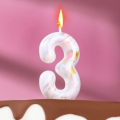 Свеча декоративная Цифра "3" "Белый мрамор" 6990832