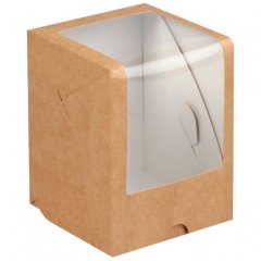 Коробка на 1 капкейк с окошком Крафт 12,5х9,5х9,5 см